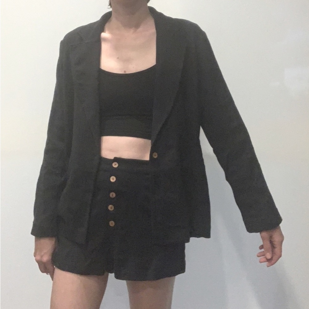 Free People Black Linen Blazer